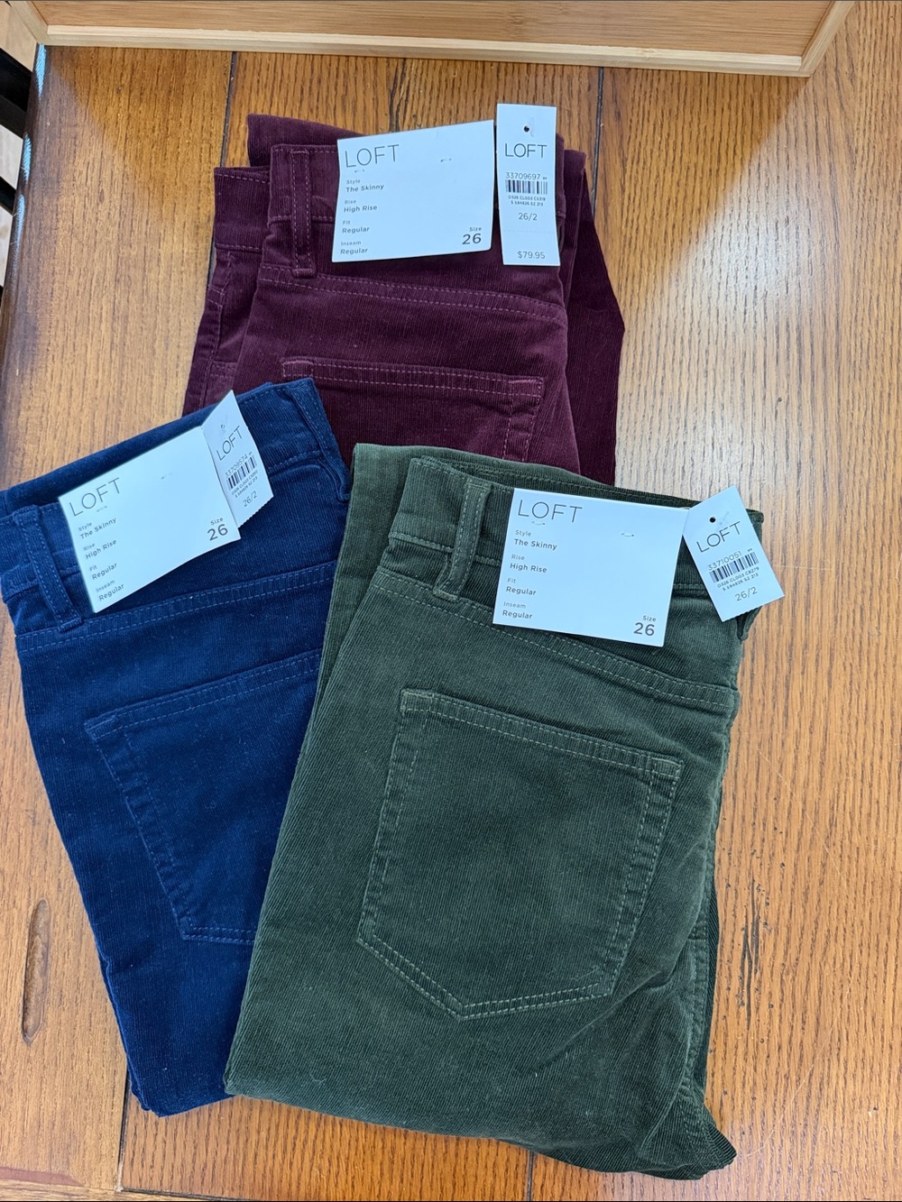 LOFT Skinny Corduroy Jeans in Burgundy, Olive, Navy